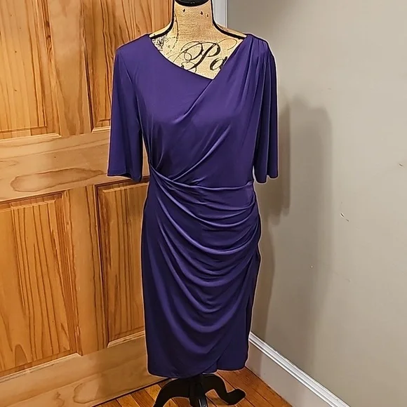 Size 14 connected apparel new without tags purple 3/4 length sleeve dress - Picture 1 of 11